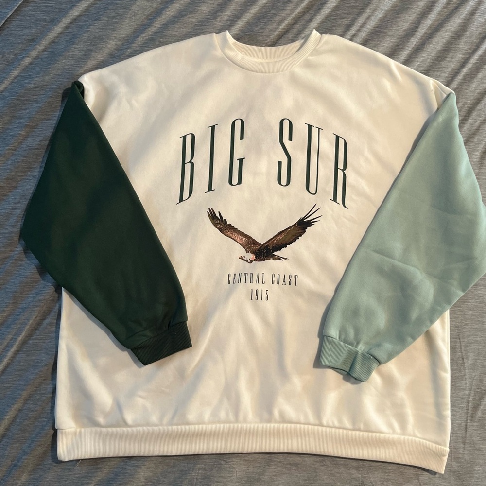 Big Sur Colorblock Sweater - Green and White